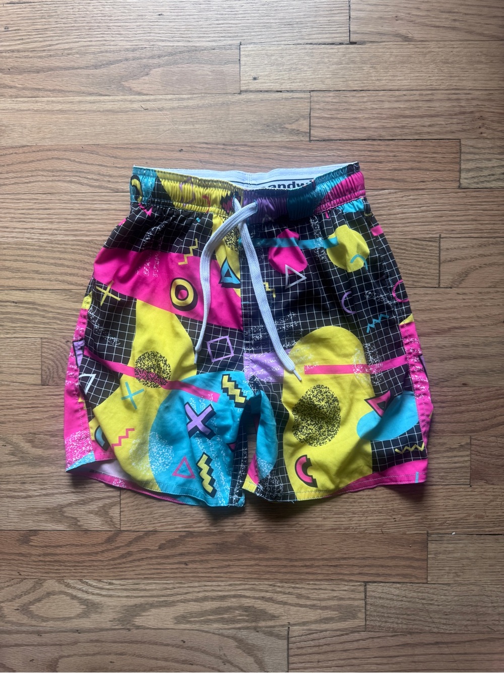 Kids Neon Geo Swim Trunks - Multicolor